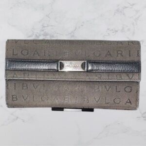 Bulgari Charcoal and Metallic Wallet